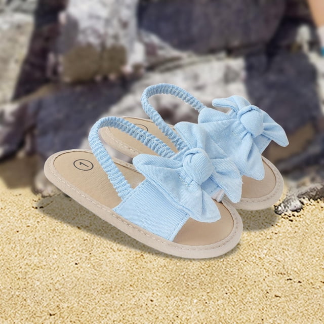 Sandalias de verano para bebé niña, zapatos para niña, antes de caminar al aire libre, suela suave, zapatos de playa, Sandalias planas, primeros zapat Azul 13cm