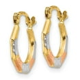 thumbnail image 2 of Auriga 14k Yellow Gold With White-Rose Rhodium Hoop Earrings for Women(L- 12mm, W- 11mm), 2 of 5