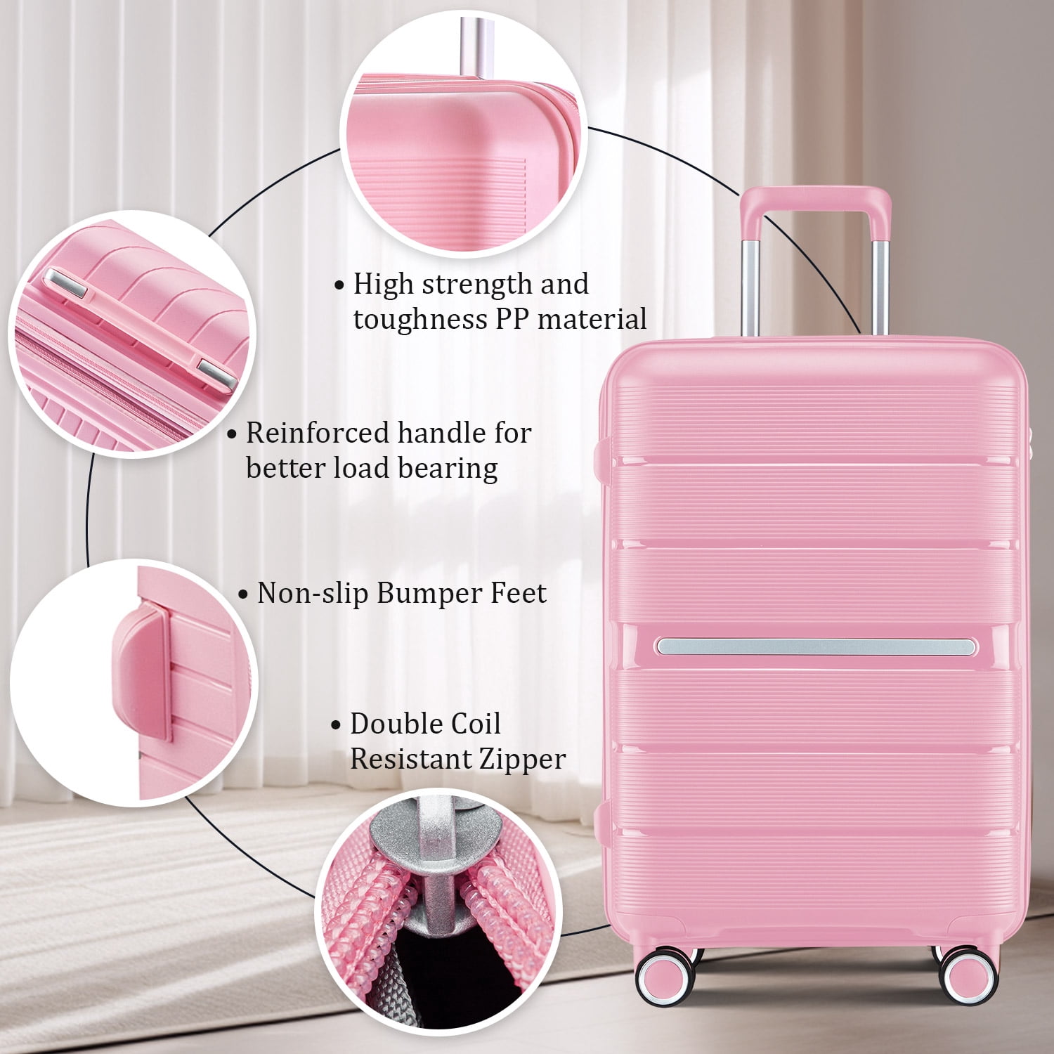 PC Hardshell 3-Piece Luggage Set with TSA Lock, 21" Carry-On + 29" Expandable Spinner Suitcase, Lightweight Durable Travel Luggage with 360° Wheels