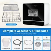 BLITZHOME Smart Wifi Countertop Dishwasher, 9 Programs,5.2L Built-in Water Tank ,3-Spray Arms & 24H Timing,No Installation Needed