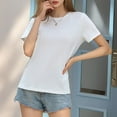 thumbnail image 2 of Tops for Women Short Sleeve Blouses Crew Neck Casual Loose Summer Workout Basic Tee Shirts, 2 of 10
