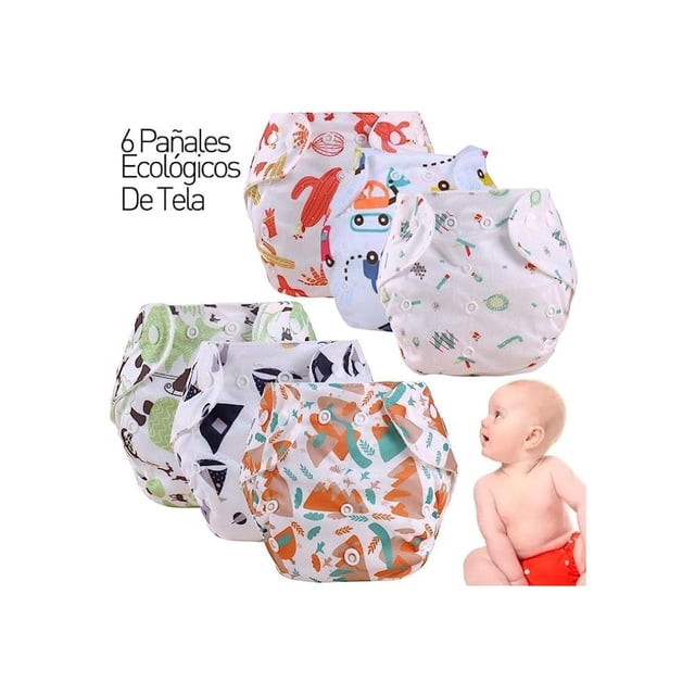 Paquete de 6 Pañales Ecológicos de Tela para Bebé, Bluelander CBHH-0002