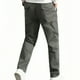 thumbnail image 3 of Pantalones largos para hombre, informales, lisos, con bolsillo, para exteriores, cintura elástica, con cordón, pantalones de trabajo para hombre, 3 of 7