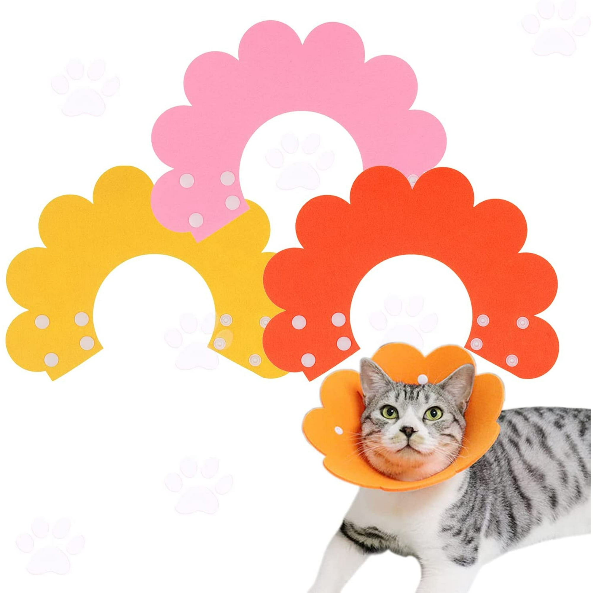 3pcs Cat Recovery Collar 9.6 x7 Cute Flower Neck Cat Cones After Surgery Adjustable Cat E Collar Head Wound Healing Protective Cone After Surgery Elizabethan Collars for Kitten Cats Walmart