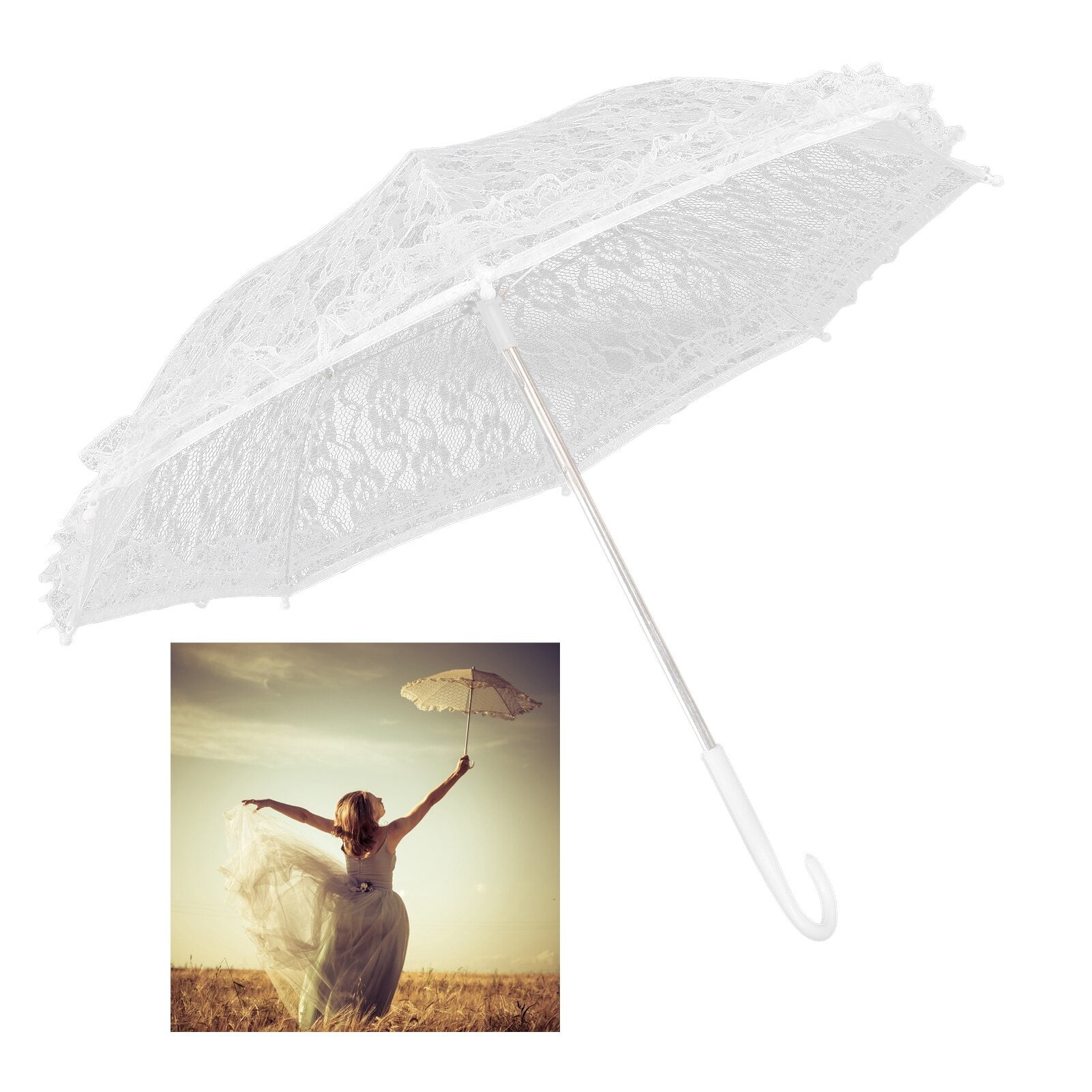 Lace Umbrella White Parasol Little Wedding Umbrella Flowers Embroidery