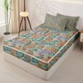 thumbnail image 2 of jejeloiu Bohemian Paisley Zipper Full Size Comforter Sets with Fitted Sheet and 2 Pillowcases,Vibrant Motif Zipper Bedding Set For Adults,Multicolor Green,Reversible,4 Pieces, 2 of 7
