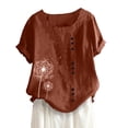 thumbnail image 2 of Puntoco Blusa de manga corta con cuello redondo y estampado informal para mujer Puntoco Puntoco-663, 2 of 4