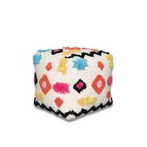 Multi-color Geometric Pouf Ottoman Foot Stool for Living Room, Game Room, Dorm or Nursery