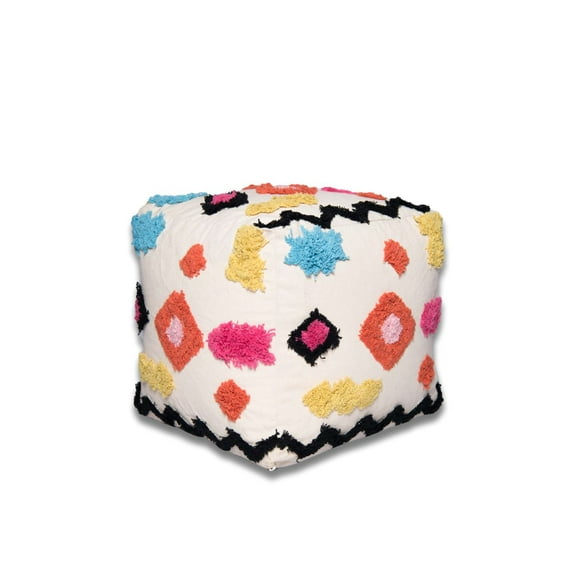 Multi-color Geometric Pouf Ottoman Foot Stool for Living Room, Game Room, Dorm or Nursery