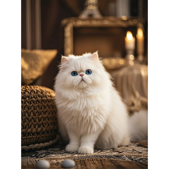 Lcdjbfbf Persian cat pattern,5D Full Round Diamond Painting Kits,for Beginners Paint by Number handmade Diamond Painting,Arts and Crafts for Living Room Home Decor 12x16 inch