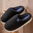 thumbnail image 2 of House Slippers for Women Men Comfy Memory Foam Casual Solid Color Fuzzy Winter Slip on Indoor Home Shoes Black Size 10, 2 of 6