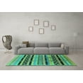 thumbnail image 3 of Ahgly Company Indoor Round Solid Turquoise Blue Modern Area Rugs, 5' Round, 3 of 4