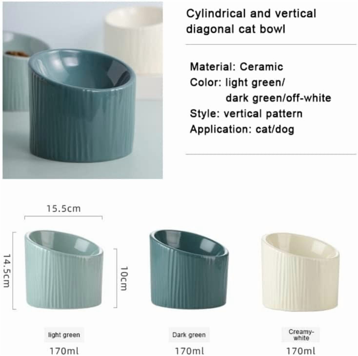 Pet Food Dispenser Pet Ceramic Bowl with Inclined Mouth Elevated Cat Bowl for Dog Cat Indoor Pet Products (Color : 3)