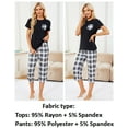 thumbnail image 5 of Women's Short Sleeve Pajamas Sets with Capri Pants 2 Piece Womens Capri Pajama Sets with Pockets Summer Plaid Print Sleepwear Set for Women, S-XXL, 5 of 11