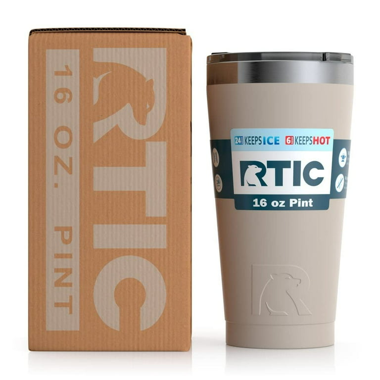 RTIC Pint 16 oz Insulated Tumbler Stainless Steel Metal Coffee, Frozen  Cocktail, Drink, Tea Travel Cup with Lid, Spill Proof, Hot and Cold,  Portable Thermal Mug for Car, Camping, Beach 