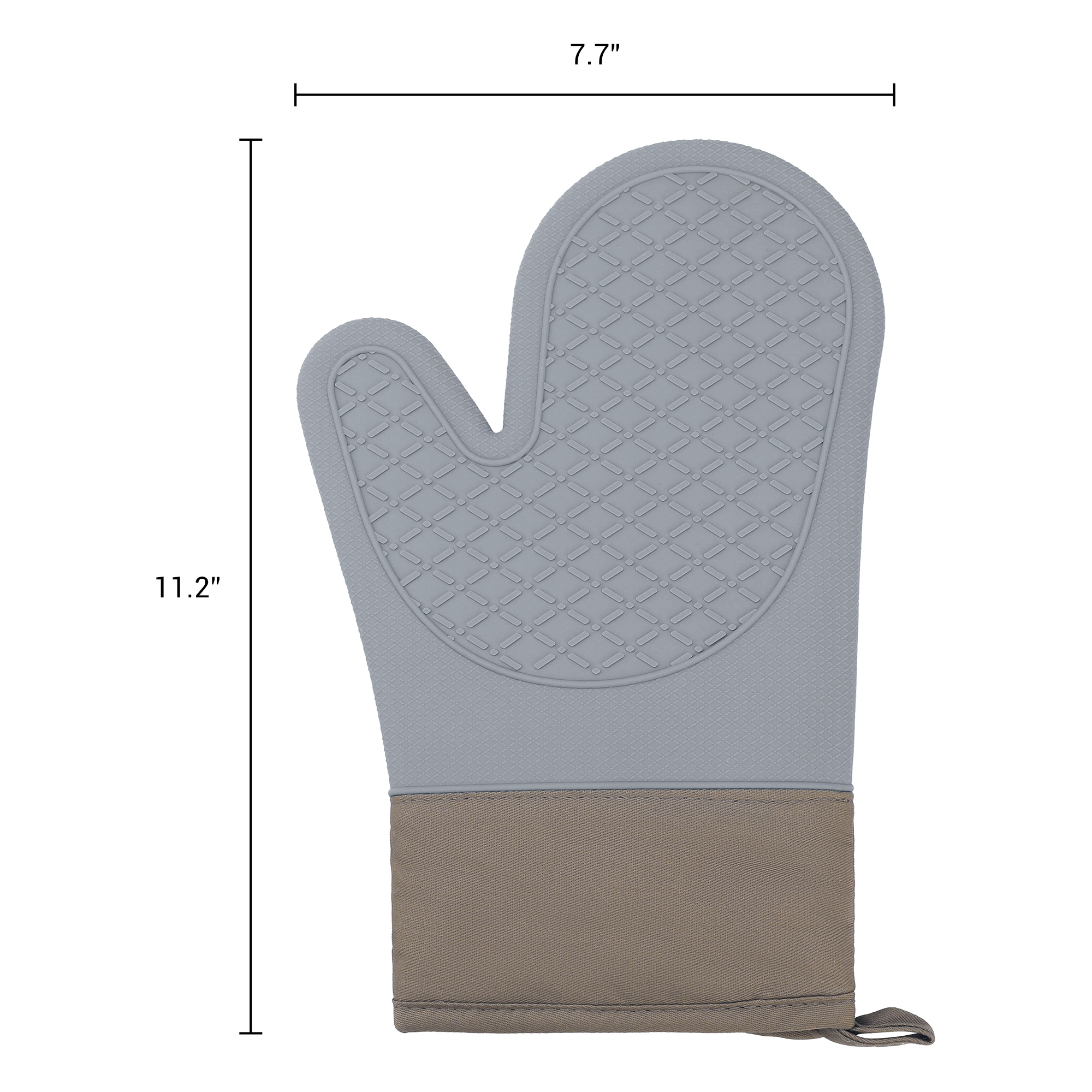 Unique Bargains 2pcs Soft Silicone and Cotton Heat-Resistant Oven Mitts Gray 11.2" x 7.7"