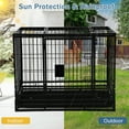 thumbnail image 3 of 48 Inch Heavy Duty Dog Crate Cage Kennel with Wheels, Extra Large Metal Dog Crate with Sturdy Locks Design, Double Door and Removable Tray Design for Large Dogs, Black, 3 of 7