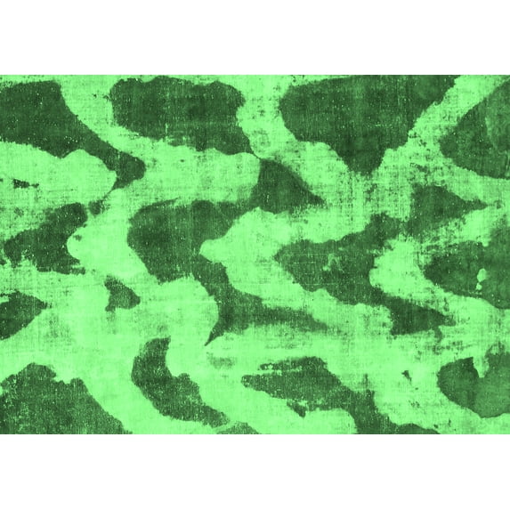 Ahgly Company Indoor Rectangle Abstract Emerald Green Modern Area Rugs, 6' x 9'