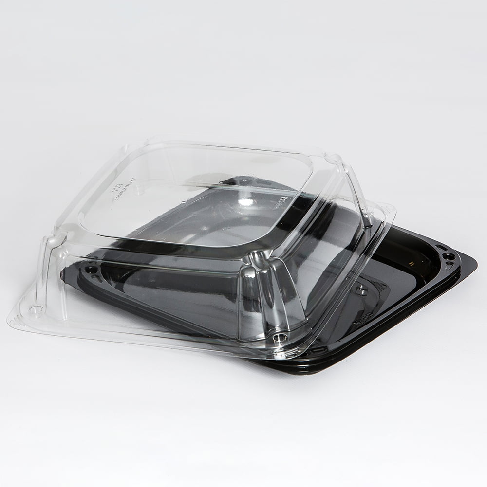 Sabert C9611 UltraStack 11 Square Disposable Deli Platter / Catering Tray  with High Dome Lid - 25/Case