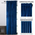 thumbnail image 3 of Topfinel 100% Blackout Luxury Velvet Curtain, 90 Inches Long Rod Pocket Back Thermal Insulated Noise Reduce Curtains for Living room Bedroom, 2 Panels,52 x 90 Inch,Dark Blue, 3 of 10