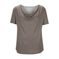 thumbnail image 5 of YUGYXL Cowl Neck Tops for Women Spring Dressy Casual Elegant Short Sleeve Tops Summer Work Tops Office Fashion Blouses Gray XL, 5 of 7