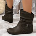 thumbnail image 4 of NECHOLOGY Botas Mujer Adulto Femenino Zapatos Botines mujer Elegantes y versátiles botas de hebilla con de arrugas grises, botines de mujer de corte bajo y tacón bajo (Grey, 8), 4 of 6