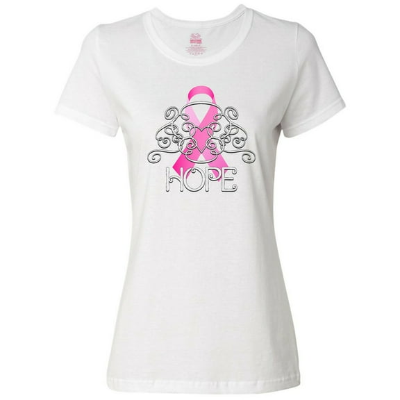 Inktastic Hope- Pink Ribbon Breast Cancer Awareness Women's T-Shirt