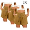 thumbnail image 2 of fatyb 3 Pack Womens Shorts Elastic Waist Drawstring Lounge Shorts Summer Casual Beach Shorts with Pockets, 2 of 3