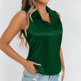 thumbnail image 6 of Staron Women's Casual Sleeveless Button Down Collar Tank Top Solid Color Basic Comfy Relaxed Blouse, Green L, 6 of 7