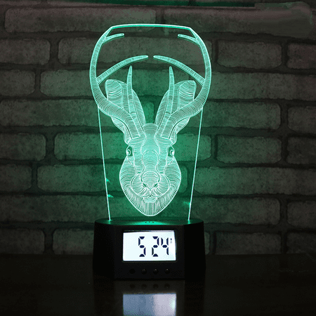 

Night Lights Gifts 3D Lamp with Clock 16 Colors Changing Touch and Remote Control(Deer)
