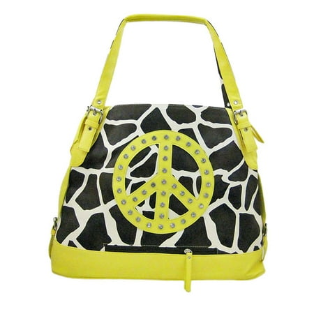 Print Bucket Handbag - Brown / White Giraffe Print Bucket Bag