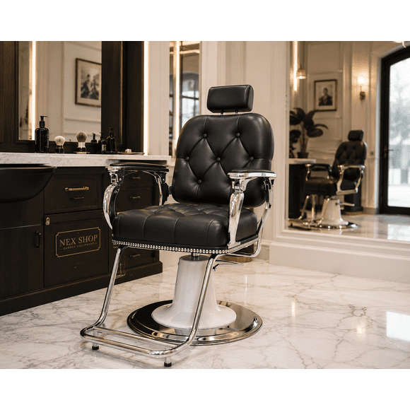 Silla Sillón De Barbería Negro  Reclinable Reclinable SELDA EXPORTS