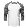 thumbnail image 6 of Men Casual Shirts Classic Raglan Basic Soft Cotton 3/4 Long Sleeve Sports Baseball Jerseys T Shirts fashion comfort Loose top Gray XL, 6 of 6