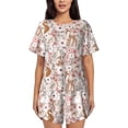 thumbnail image 1 of Balery Autumn Floral Deer Conjunto de Pijama para Mujer con Estampado, Dos Piezas de Manga Corta y Shorts, Ropa de Dormir Suave con Cuello Redondo y Bolsillos-Medium, 1 of 6