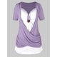 thumbnail image 1 of Tamaño más Crossover anudada Colorblock camiseta Rosegal Camisetas tallas grandes, 1 of 5