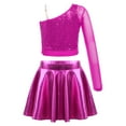 thumbnail image 2 of Alvivi Kids Girls Sequins Crop Top with Metallic Mini Skirt Outfits for Hip Hop Jazz Dance Performance Hot Pink 6, 2 of 7