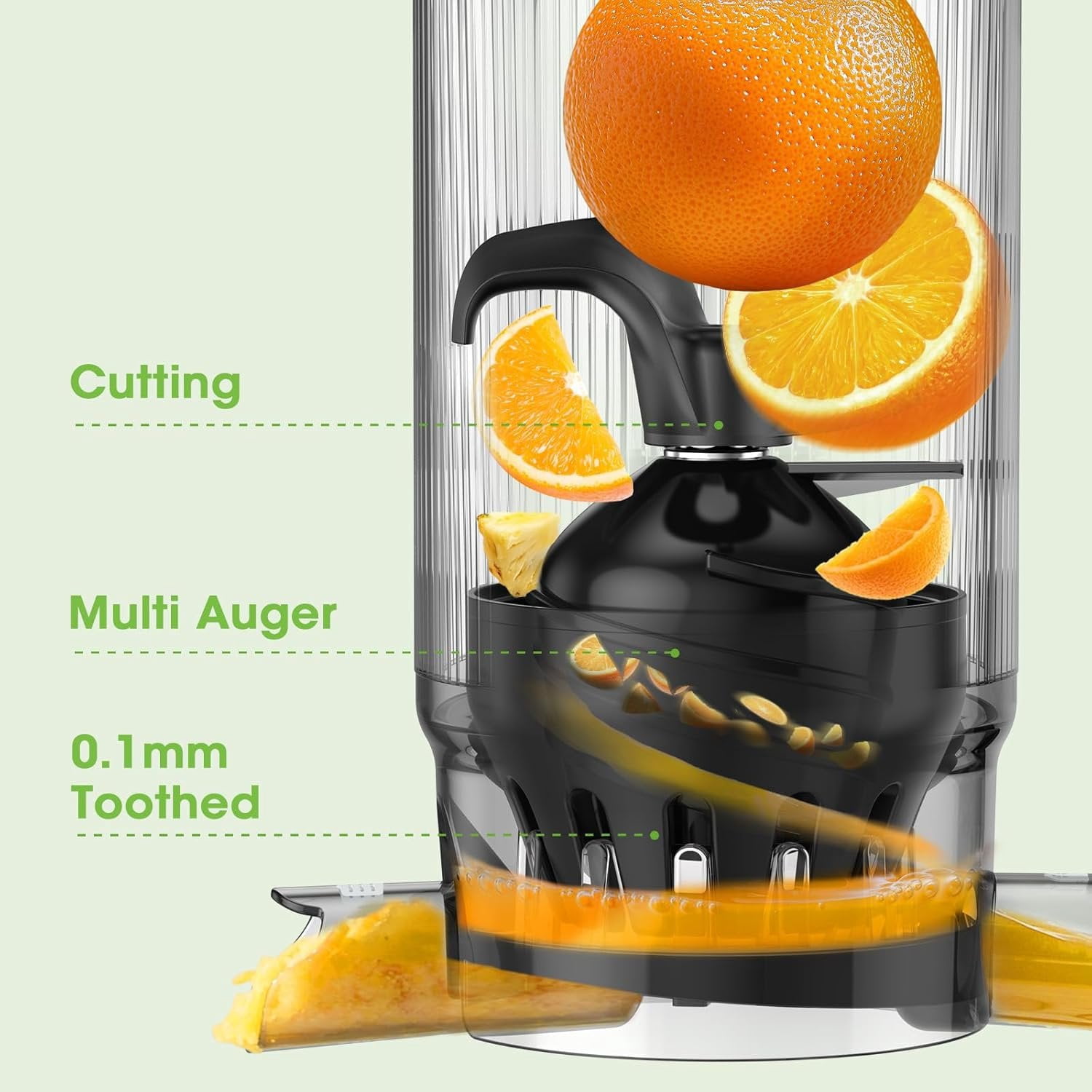 Juicer Machines, 5.3" Wide Feed Chute Cold Press Juicer for Whole Vegetables & Fruits, High Juice Yield,  (Slivery)