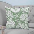 thumbnail image 4 of Pillow Covers 18x18 Set of 2, Sage Green Coastal Square Throw Pillow Covers for Couch/Sofa/Living Room, Conch Nautical Summer Starfish Shell Coral Decorative Soft Pillowcases for Couch Throw Pillows, 4 of 7
