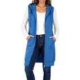 thumbnail image 3 of Diufon Womens Long Zip Up Hoodies Sleeveless Drawstring Hooded Sweatshirt Jackets Fall Winter Warm Waistcoat with Pockets, 3 of 8