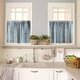thumbnail image 2 of Vintage Valance Curtain Blue Wood Planks Texture Rustic Country Farmhouse Barn Door Rod Pocket Valance Window Treatments Short Curtains for Kitchen Living Room Decor 54x18 Inch + 27x36 Inch X 2, 2 of 5