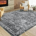 thumbnail image 5 of Vintage Floral 5x7 Rugs Reddish Brown Washable Area Rug for Bedroom Living Room Non Slip Boho Rug Thin Printed Faux Wool Soft Floor Carpet for Dining Room Nursery Playroom Indoor Office, 5 of 9