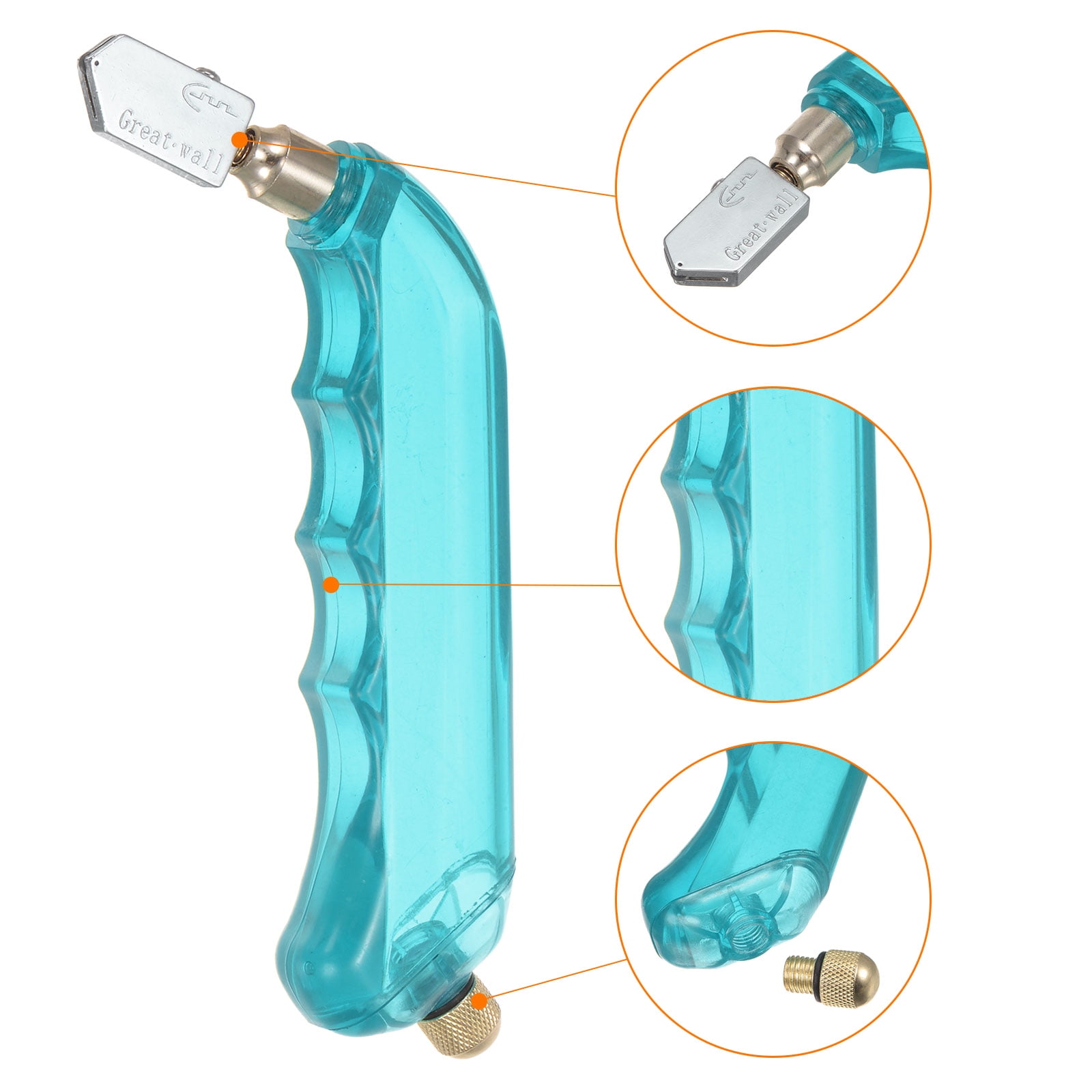 3Pcs Glass Cutter Pistol Grip 6mm-12mm Oil Feed Stained Glass Cutters Tool with Oil Reservoir for Mirrors Blue