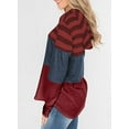 thumbnail image 2 of Women Sweatshirts and Hoodies Long Sleeve Drawstring Sweatshirts Color Block Striped Pullover Tops, 2 of 2