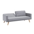 thumbnail image 3 of Convertible Futon Sofa Bed with Pillow, Modern Tufted Linen Upholstered Sleeper Sofa Couch with Adjustable Backrest & Wood Tapered Legs, Folding Loveseat Reclining Sofa, Accent Sofa for Office, Gray, 3 of 7