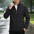 thumbnail image 2 of TRUNZI Water‑Resistant Jackets for Men Zip Up Long Sleeves Stand Collar Lightweight Elastic Cuff Windbreaker Casual Outerwear with Zipper Pockets,Black,Size 3XL, 2 of 9
