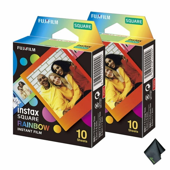 FUJIFILM INSTAX SQUARE Rainbow Instant Film (20 Exposures)   Microfiber Cleaning Cloth
