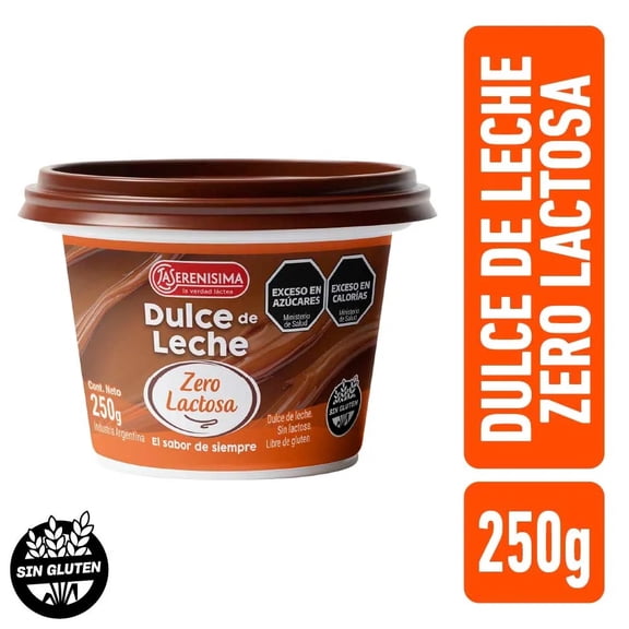 La Serenísima Zero Lactose Dulce de Leche – Pack of 2 (2 x 250 g / 0.66 lb) | Lactose-Free Argentine Milk Caramel