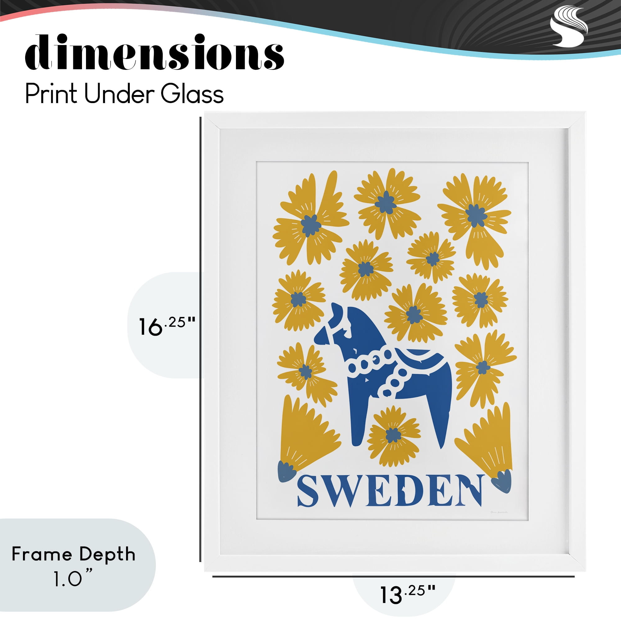 Stupell Industries Swedish Folk Flowers White Framed Print Under Glass, design by Omar Escalante