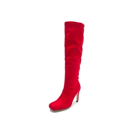 

Harsuny Ladies Shoes Stiletto Heel Winter Boots Knee High Boot Party Fashion Non Slip Square Toe Red 9