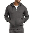 thumbnail image 2 of Men's Cotton Blend Lightweight Fleece Zip Up Hoodie Sweatshirt M, Charcoal Grey, 2 of 5